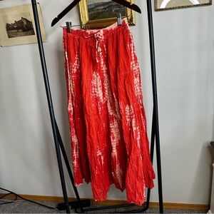 Nine West Red Tie-Dye Maxi Skirt with Drawstring 🦄
